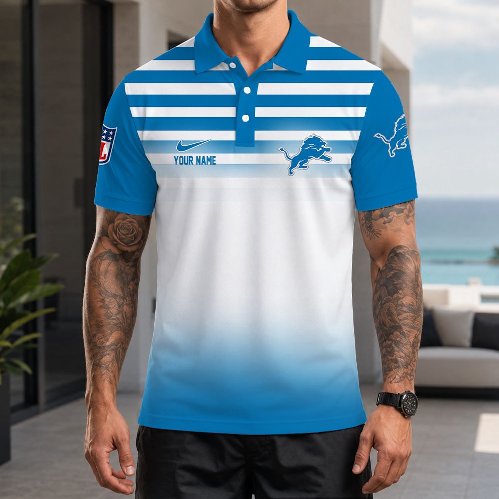 [SPECIAL OFFER] NEW CUSTOMIZED NFL04 DTL DETROIT LIONS POLO SHIRT