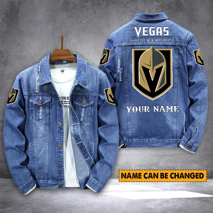 ELITE EDITION - NEW CUSTOMIZED NHL04 VGK VEGAS GOLDEN KNIGHTS DENIM JACKET