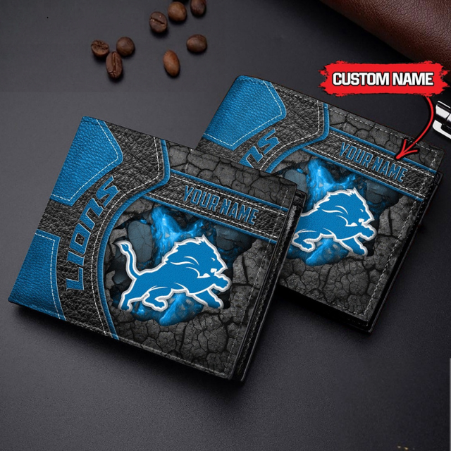 VIRAL SALE - NEW CUSTOMIZED NFL04 DTL DETROIT LIONS LEATHER WALLET