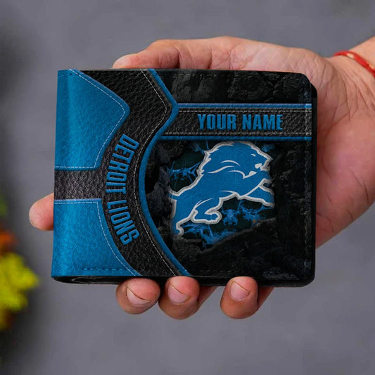 VIRAL EDITION - NEW CUSTOMIZED NFL04 DTL DETROIT LIONS LEATHER WALLET