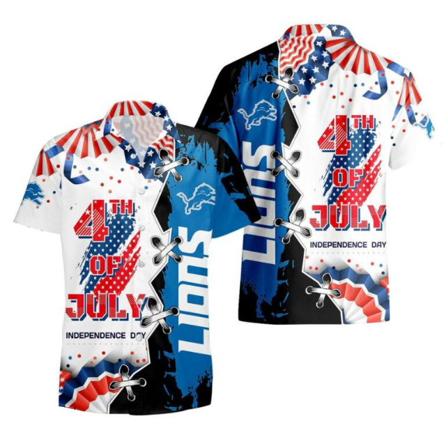 MEGA SALE - NEW CUSTOMIZED NFL04 DTL DETROIT LIONS INDEPENDENCE DAY HAWAIIAN SHIRT