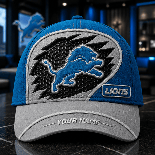 SPECIAL EDITION - NEW CUSTOMIZED NFL04 DTL DETROIT LIONS CLASSIC CAP