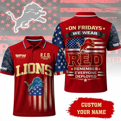 VIRAL EDITON - NEW CUSTOMIZED NFL04 DTL DETROIT LIONS INDEPENDENCE DAY POLO SHIRT, ZIP POLO SHIRT & T-SHIRTS