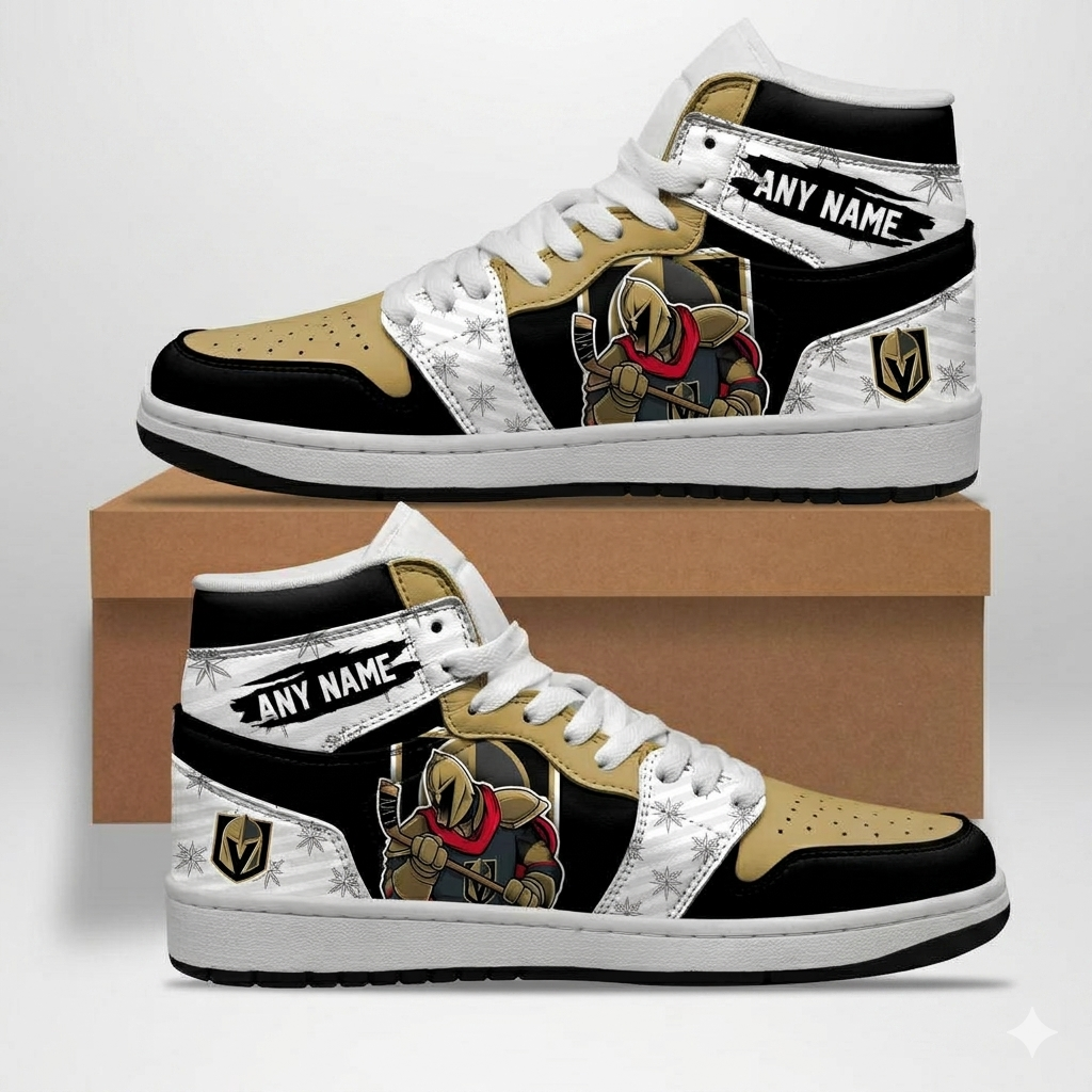 VIRAL EDITION - NEW CUSTOMIZED NHL04 VGK VEGAS GOLDEN KNIGHTS AIR JORDAN SNEAKERS