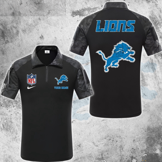 ELITE EDITION - NEW CUSTOMIZED NFL04 DTL DETROIT LIONS POLO SHIRT, ZIP POLO SHIRT & T-SHIRTS