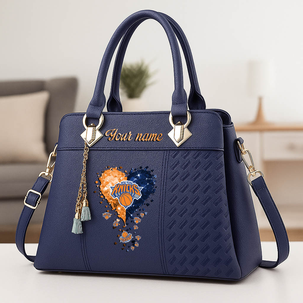 LIMITED EDITION - NEW CUSTOMIZED NBA04 NYK NEW YORK KNICKS ZIP HANDBAG MULTICOLOR