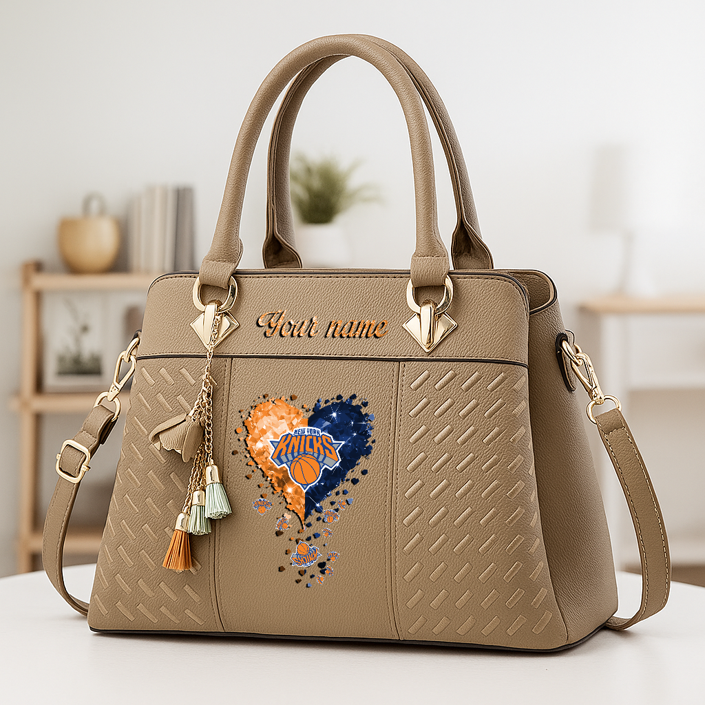 LIMITED EDITION - NEW CUSTOMIZED NBA04 NYK NEW YORK KNICKS ZIP HANDBAG MULTICOLOR