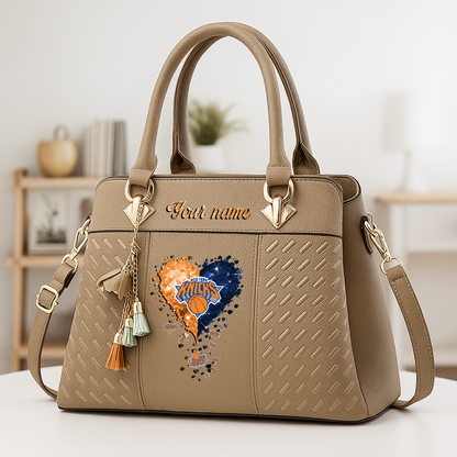 LIMITED EDITION - NEW CUSTOMIZED NBA04 NYK NEW YORK KNICKS ZIP HANDBAG MULTICOLOR