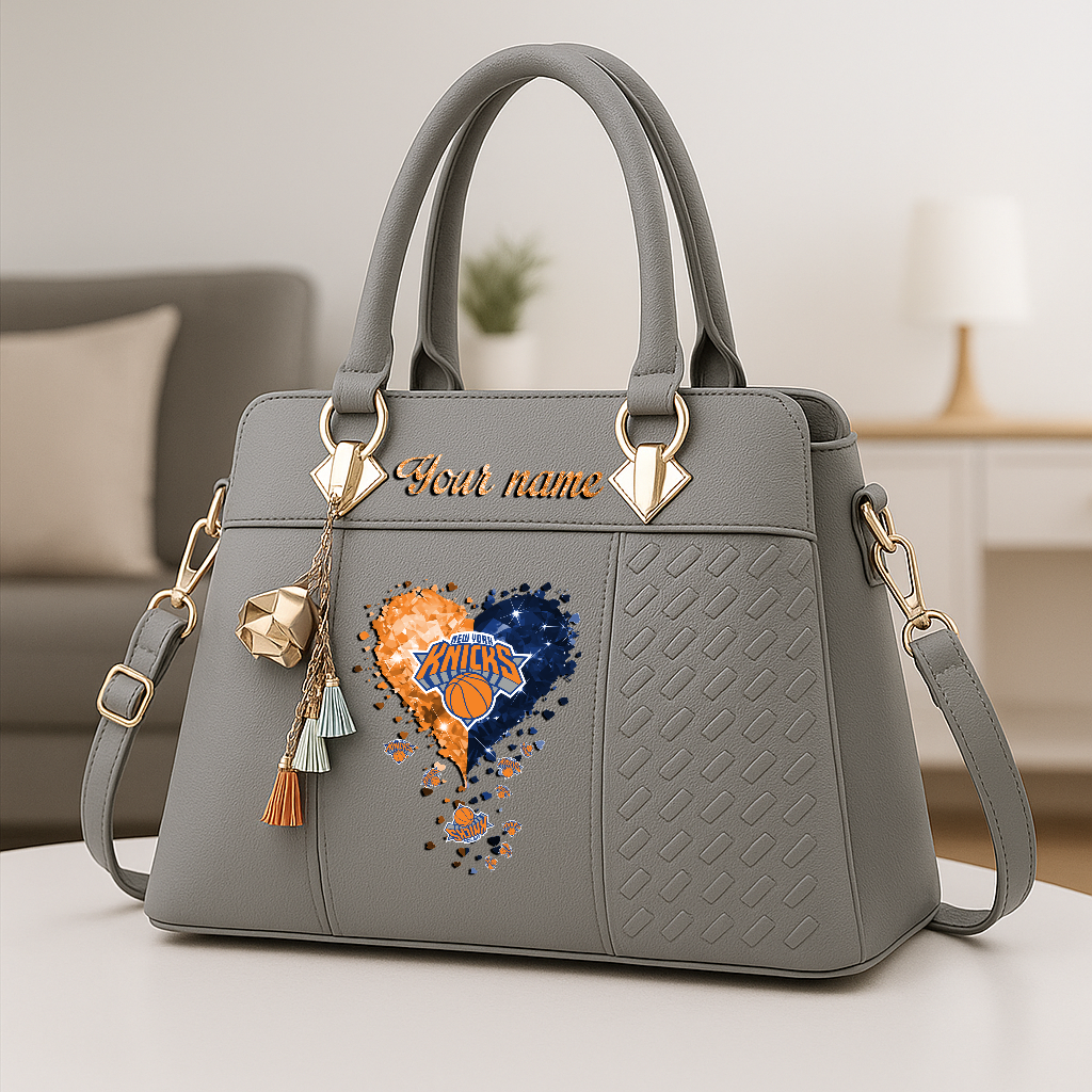 LIMITED EDITION - NEW CUSTOMIZED NBA04 NYK NEW YORK KNICKS ZIP HANDBAG MULTICOLOR