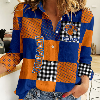 LIMITED EDITION - NEW CUSTOMIZED NBA04 NYK NEW YORK KNICKS WOMEN CASUAL SHIRT FOR FAN