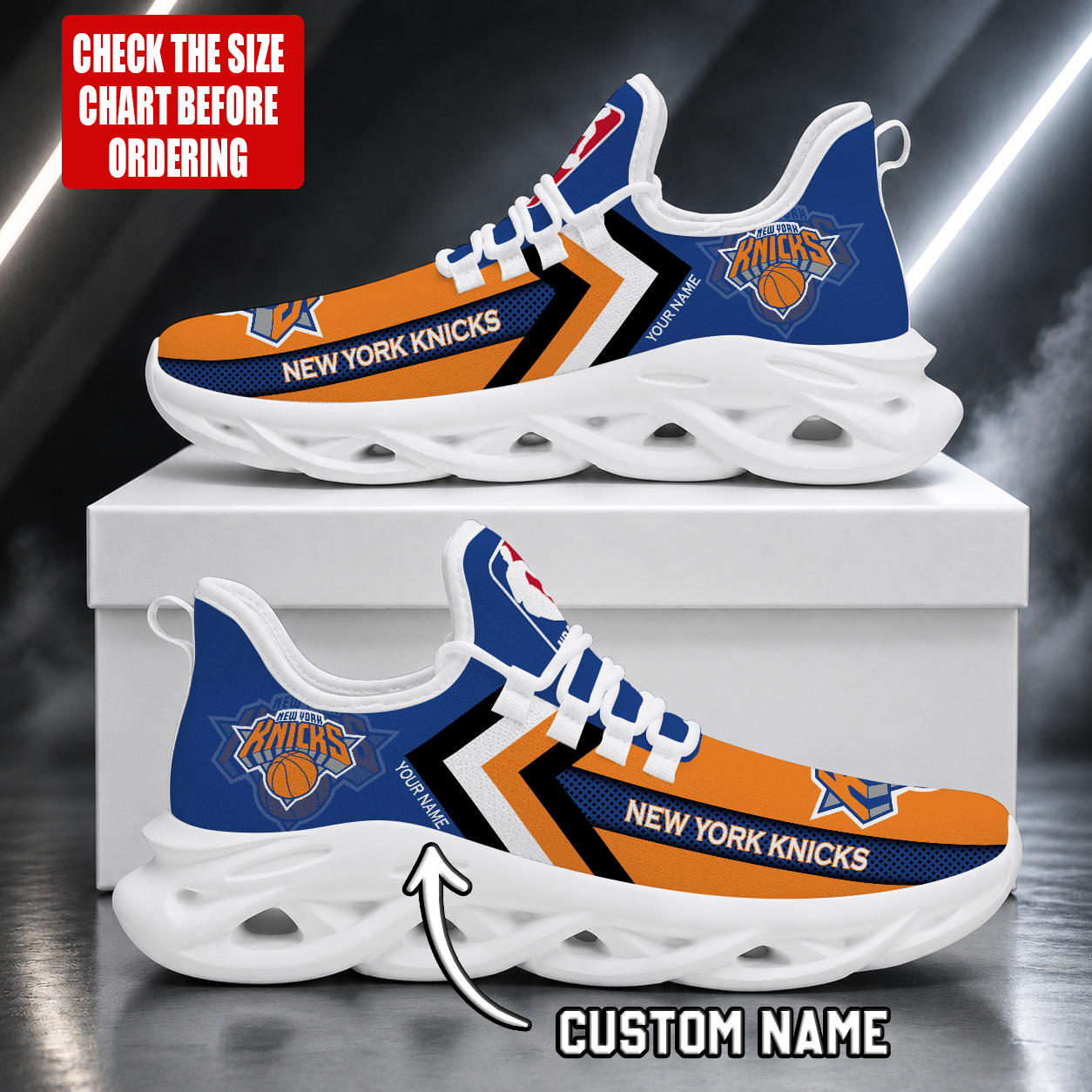 FINAL SALE - NEW CUSTOMIZED NBA04 NYK NEW YORK KNICKS MAX SOUL SHOES