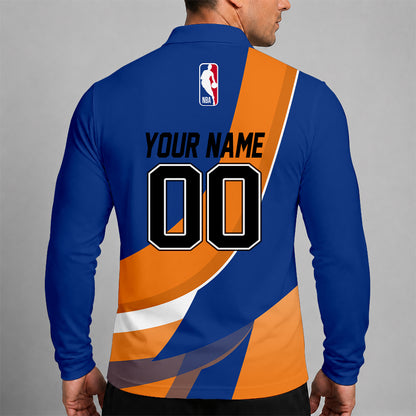 [HOT DEAL] NEW CUSTOMIZED NBA04 NYK NEW YORK KNICKS MEN LONG SLEEVE POLO