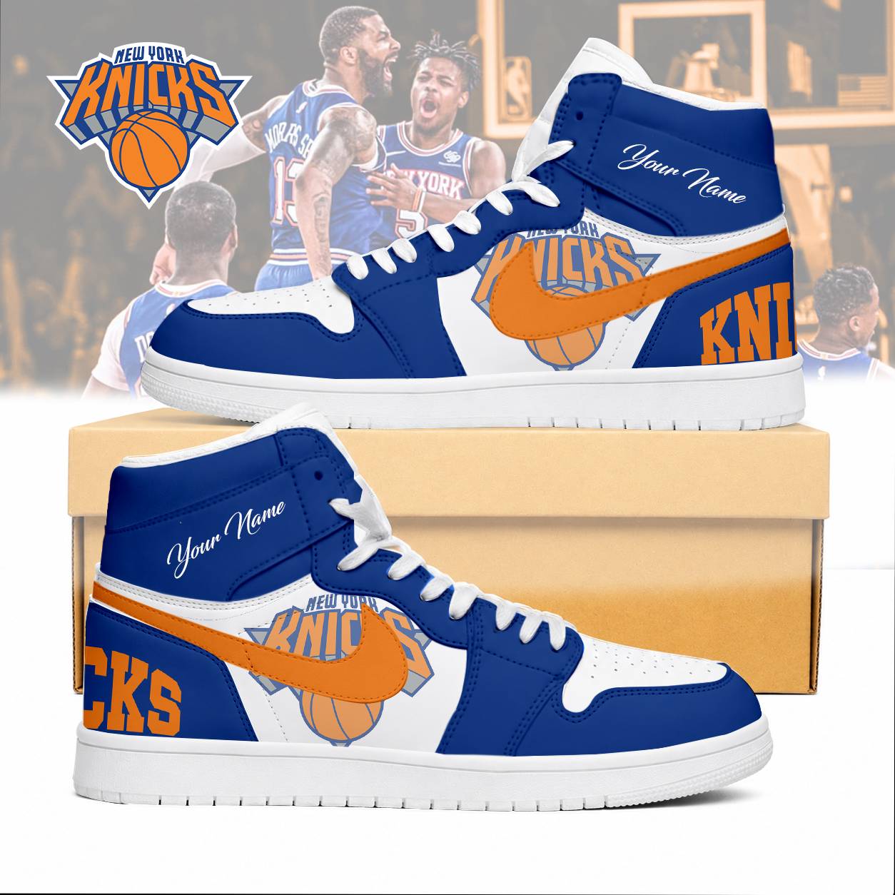 LIMITED EDITION - NEW CUSTOMIZED NBA04 NYK NEW YORK KNICKS AIR JORDAN SNEAKERS