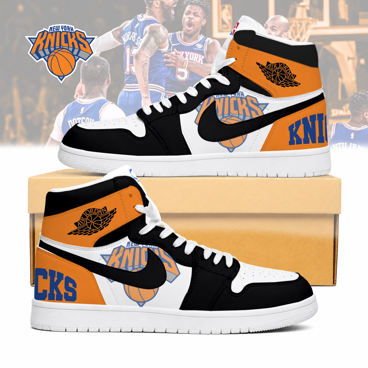 LIMITED EDITION - NEW CUSTOMIZED NBA04 NYK NEW YORK KNICKS AIR JORDAN SNEAKERS