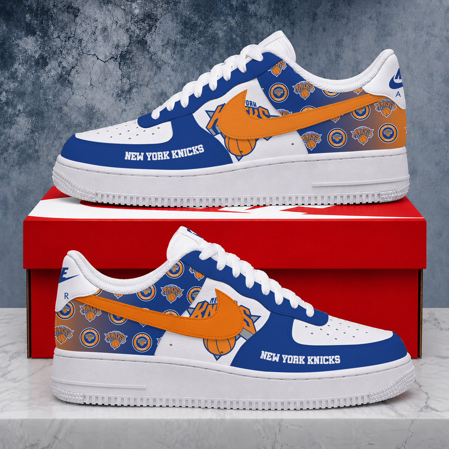 LIMITED EDITION - NEW CUSTOMIZED NBA04 NYK NEW YORK KNICKS AF1 SNEAKERS