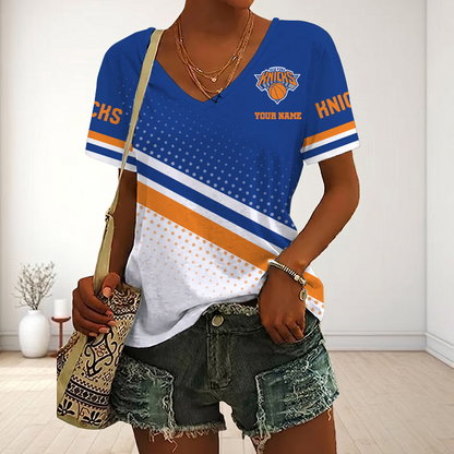 LIMITED EDITION - NEW CUSTOMIZED NBA04 NYK NEW YORK KNICKS V-NECK FEMALE SHIRT