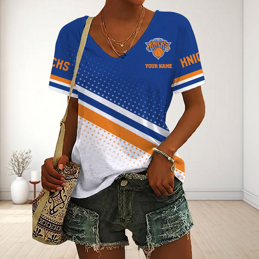 LIMITED EDITION - NEW CUSTOMIZED NBA04 NYK NEW YORK KNICKS V-NECK FEMALE SHIRT