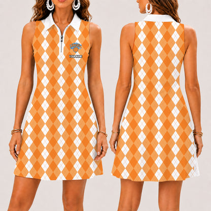 [HOT DEAL] NEW CUSTOMIZED NBA04 NYK NEW YORK KNICKS  WOMEN'S ZIP SLEEVELESS POLO DRESS