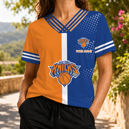 LIMITED EDITON - NEW CUSTOMIZED NBA04 NYK NEW YORK KNICKS V-NECK SHIRT