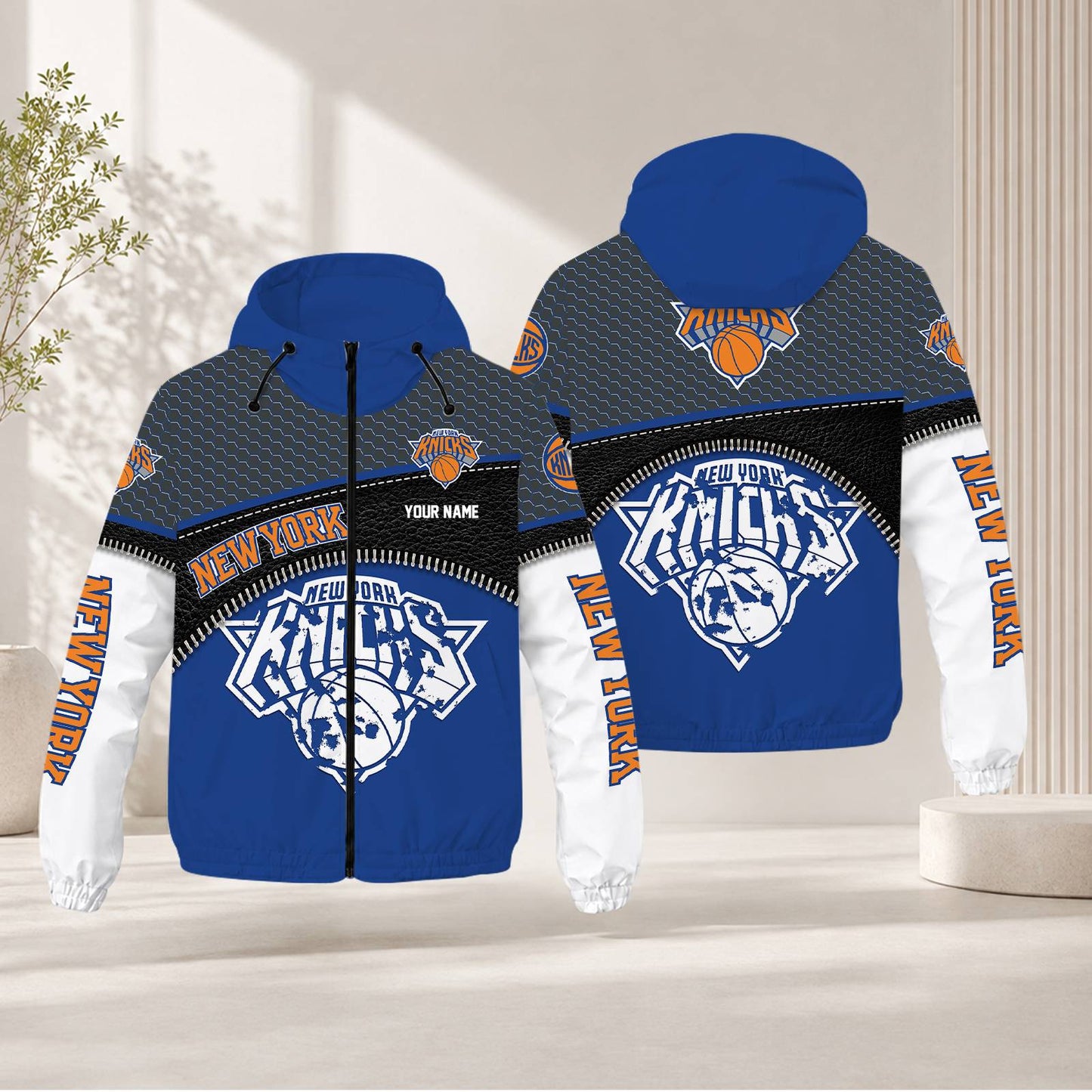 LIMITED EDITION - NEW CUSTOMIZED NBA04 NYK NEW YORK KNICKS WINDBREAKER JACKET