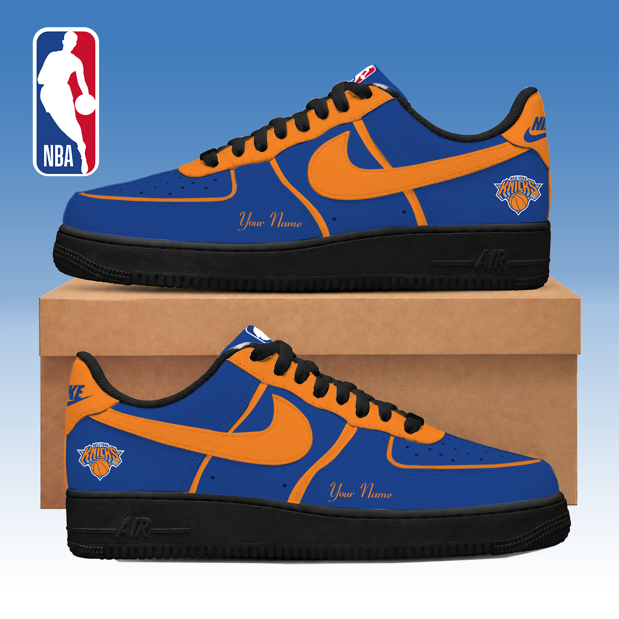 LIMITED EDITION - NEW CUSTOMIZED NBA04 NYK NEW YORK KNICKS AF1 SNEAKERS