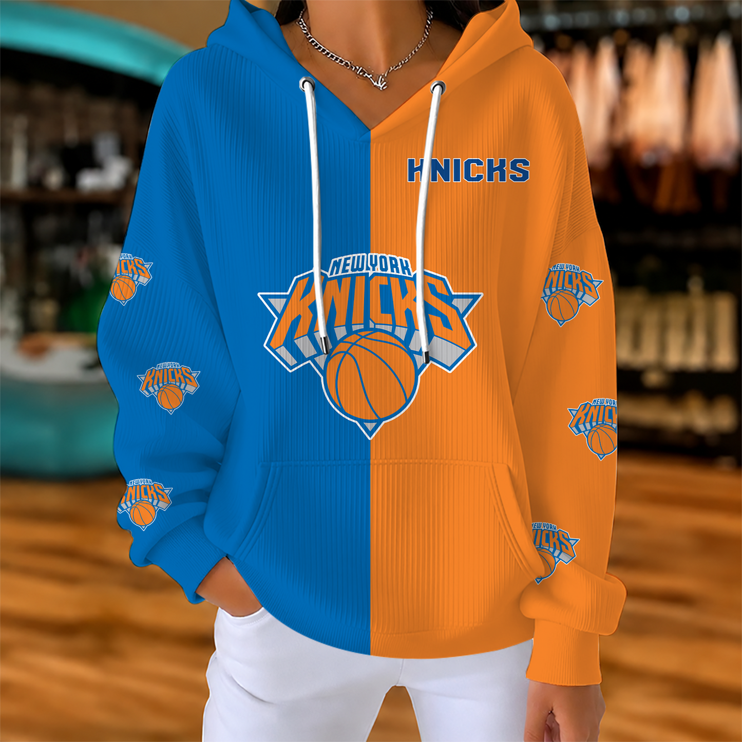 [HOT DEAL] NEW CUSTOMIZED NBA04 NYK NEW YORK KNICKS  RIBBED HOODIE & SWEATSHIRT