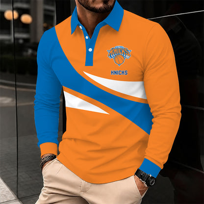 [HOT DEAL] NEW CUSTOMIZED NBA04 NYK NEW YORK KNICKS MEN LONG SLEEVE POLO