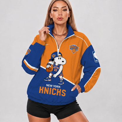 [HOT DEAL] NEW CUSTOMIZED NBA04 NYK NEW YORK KNICKS V-NECK ZIPPER SWEATSHIRT JACKET
