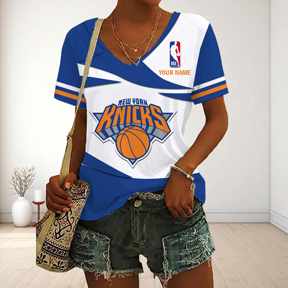 LIMITED EDITION - NEW CUSTOMIZED NBA04 NYK NEW YORK KNICKS V-NECK FEMALE SHIRT