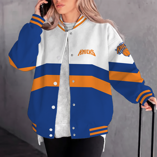 [HOT DEAL] NEW CUSTOMIZED NBA04 NYK NEW YORK KNICKS BASEBALL JACKET, SATIN VARSITY JACKET