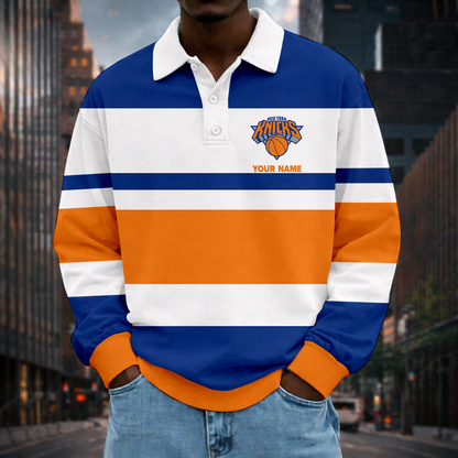 LIMITED EDITION - NEW CUSTOMIZED NBA04 NYK NY KNICKS MEN LONG SLEEVE POLO
