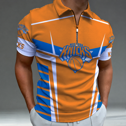 [HOT DEAL] NEW CUSTOMIZED NBA04 NYK NEW YORK KNICKS ZIP POLO SHIRT
