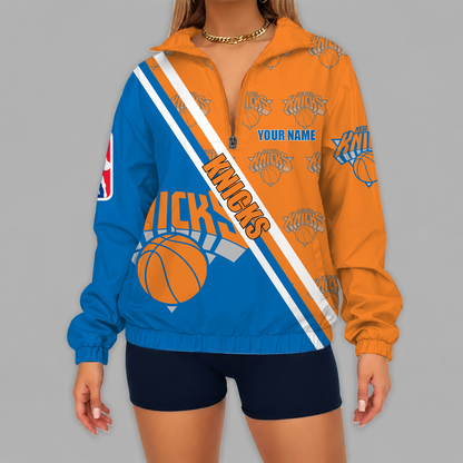 [HOT DEAL] NEW CUSTOMIZED NBA04 NYK NEW YORK KNICKS V-NECK ZIPPER SWEATSHIRT JACKET