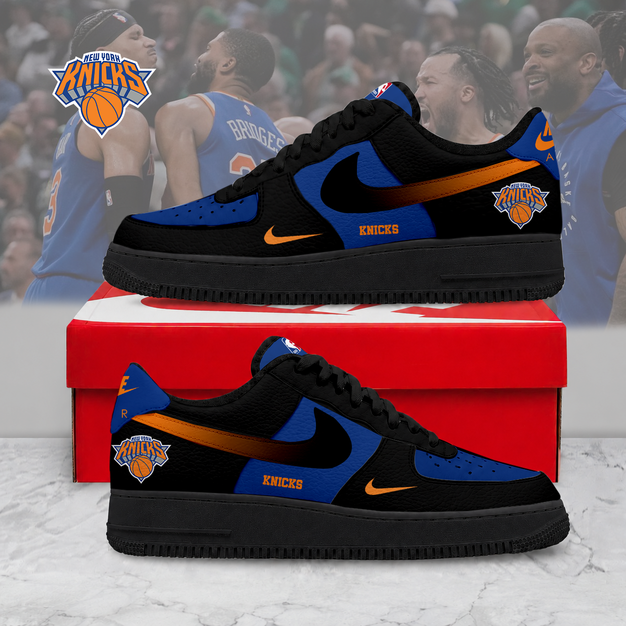 LIMITED EDITION - NEW CUSTOMIZED NBA04 NYK NEW YORK KNICKS AF1 SNEAKERS