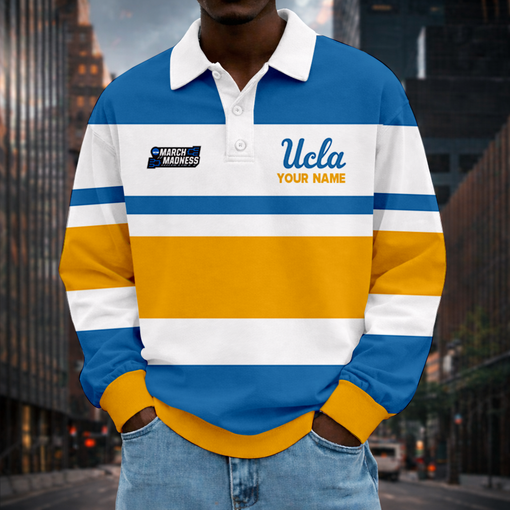 LIMITED EDITION - NEW CUSTOMIZED NCAA MAM04 UCB UCLA BRUINS UNISEX LONG SLEEVE POLO