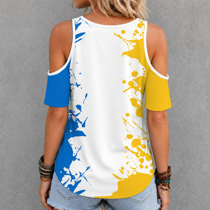 [FAN FAVORITE] NEW CUSTOMIZED NCAA MAM04 UCB UCLA BRUINS CRISS CROSS V-NECK TOP