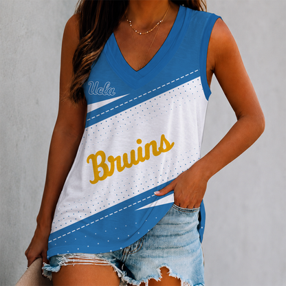 EXCLUSIVE EDITION - NEW CUSTOMIZED NCAA MAM04 UCB UCLA BRUINS WOMEN'S V-NECK TANK TOP