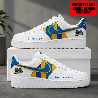 [FAN FAVORITE] NEW CUSTOMIZED NCAA MAM04 UCB UCLA BRUINS STRAPPY AF1 SHOES