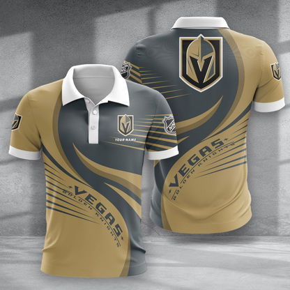 LIMITED EDITION - NEW CUSTOMIZED NHL04 VGK VEGAS GOLDEN KNIGHTS POLO SHIRT & T-SHIRTS
