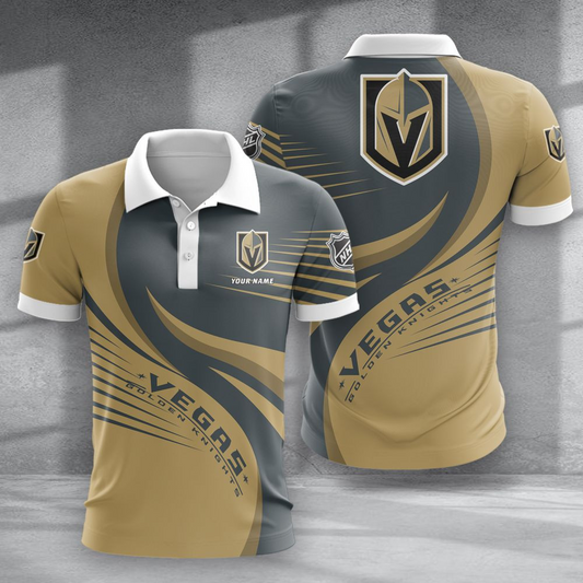 LIMITED EDITION - NEW CUSTOMIZED NHL04 VGK VEGAS GOLDEN KNIGHTS POLO SHIRT & T-SHIRTS