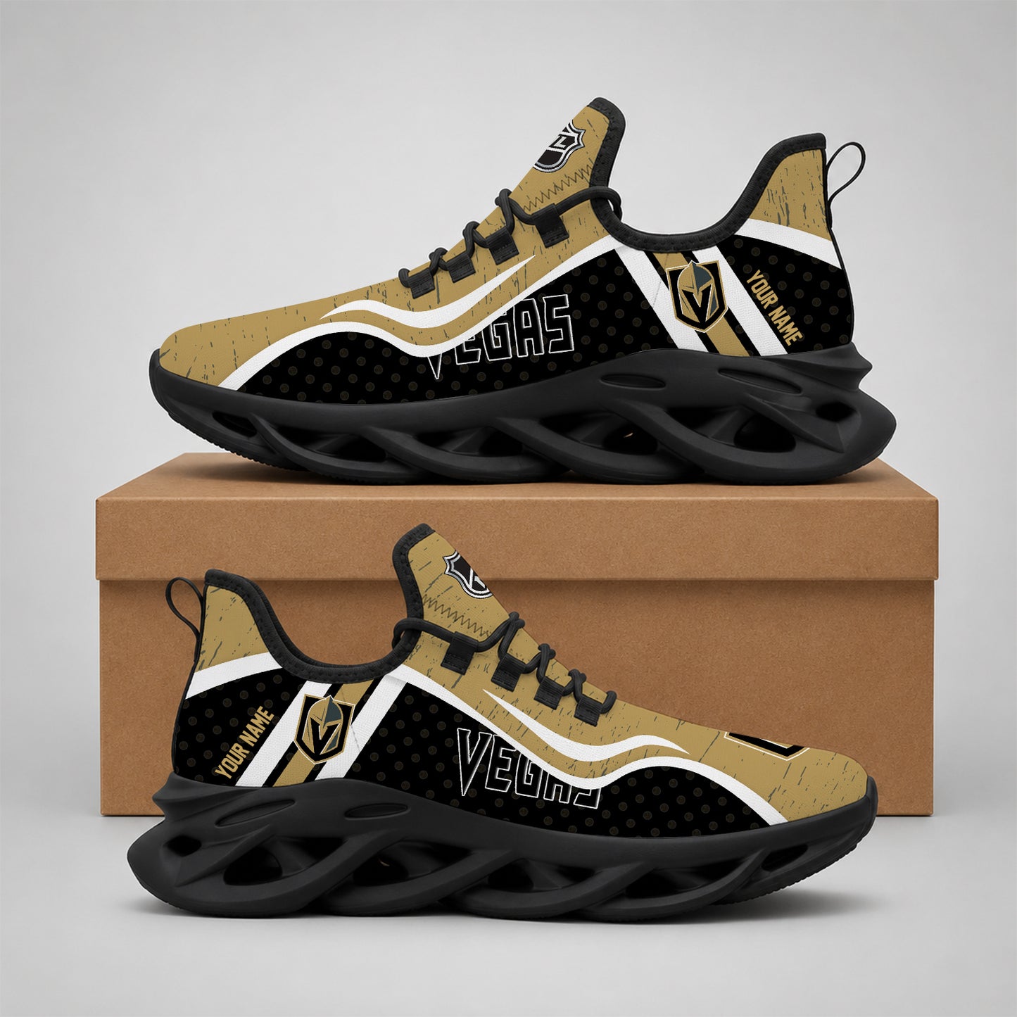 VIRAL EDITION - NEW CUSTOMIZED NHL04 VGK VEGAS GOLDEN KNIGHTS CLUNKY SNEAKERS