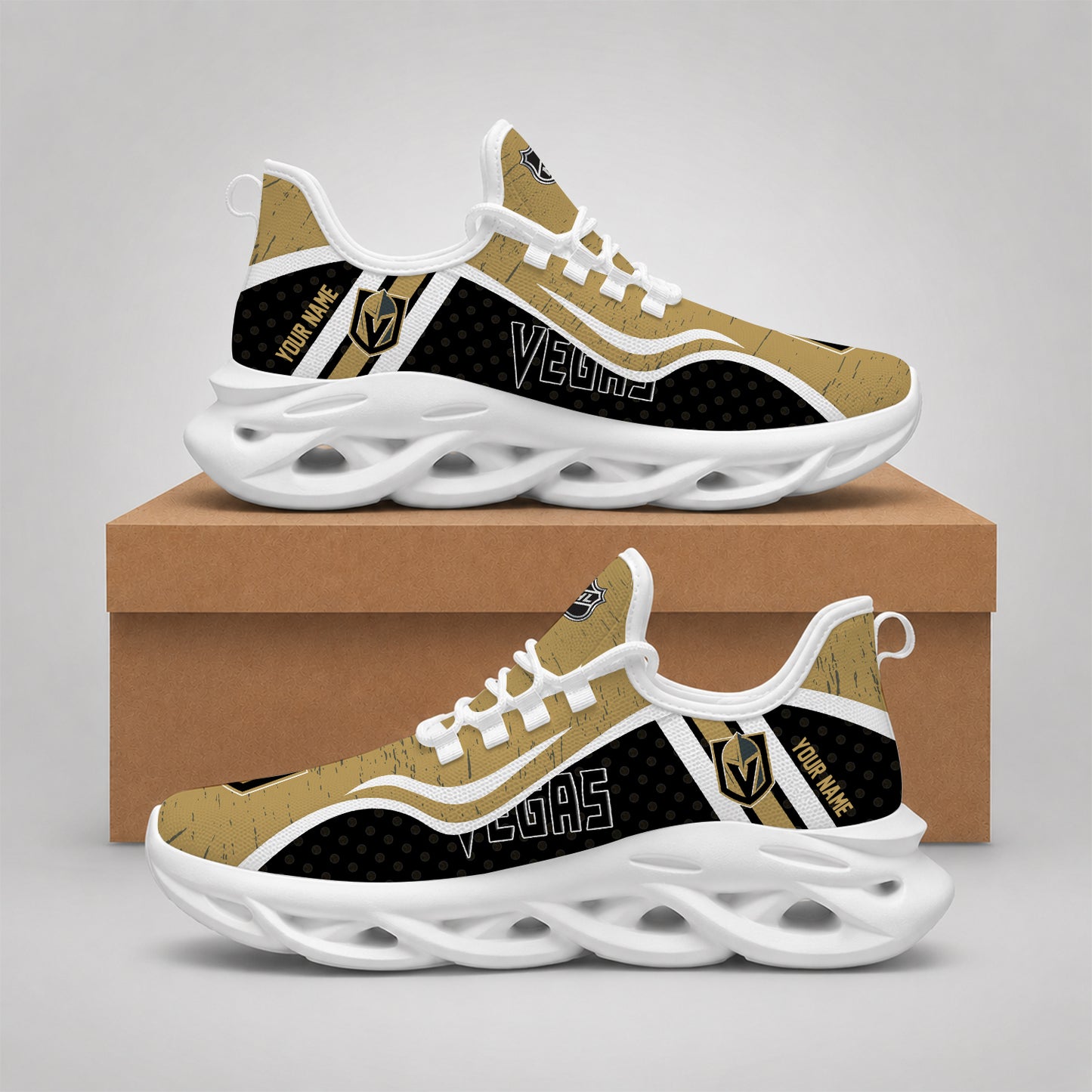 VIRAL EDITION - NEW CUSTOMIZED NHL04 VGK VEGAS GOLDEN KNIGHTS CLUNKY SNEAKERS