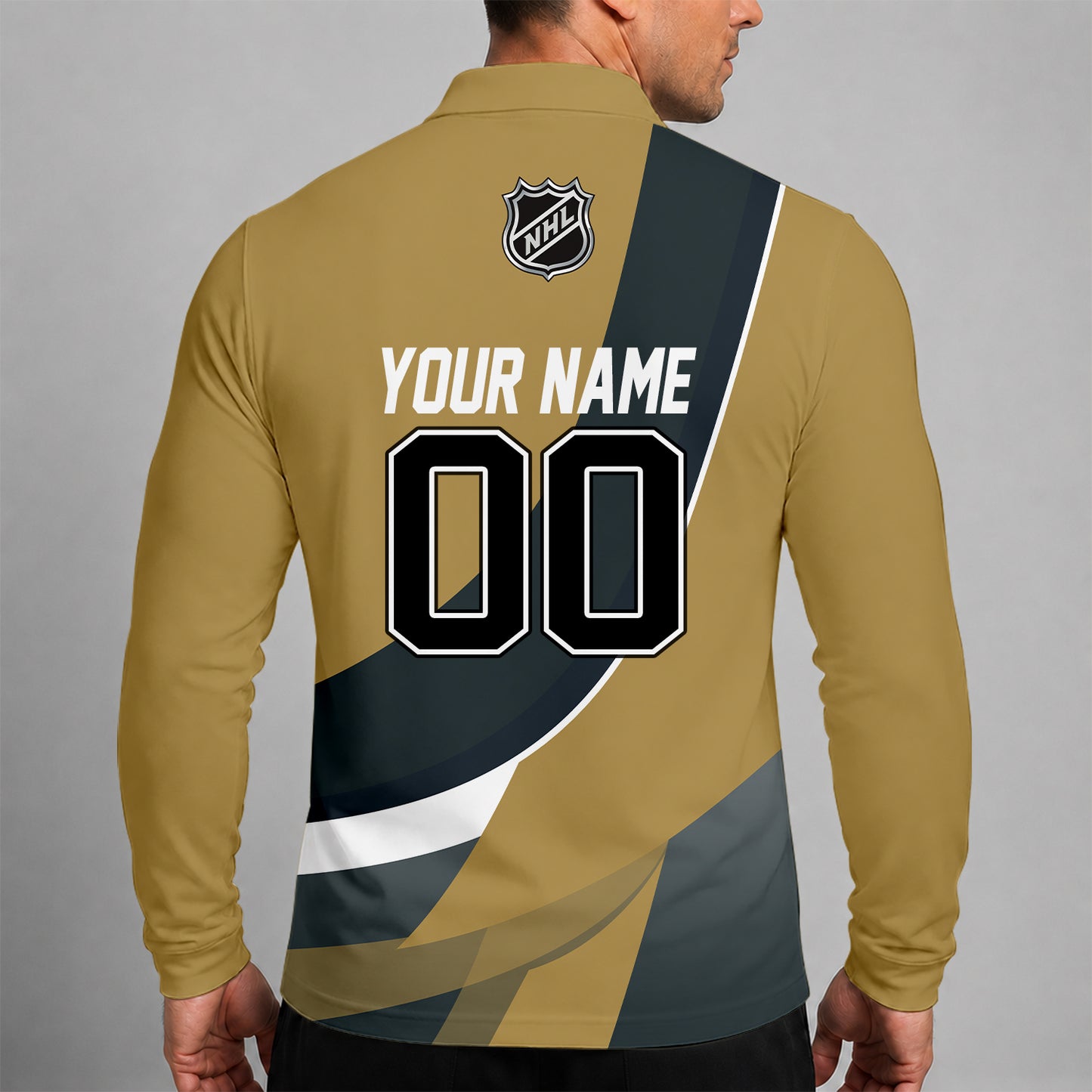 [SUPER SALE] NEW CUSTOMIZED NHL04 VGK VEGAS GOLDEN KNIGHTS MEN LONG SLEEVE POLO