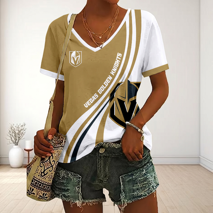 LIMITED EDITION - NEW CUSTOMIZED NHL04 VGK VEGAS GOLDEN KNIGHTS V-NECK FEMALE SHIRT
