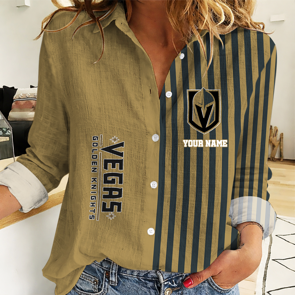 EXCLUSIVE EDITION - NEW CUSTOMIZED NHL04 VGK VEGAS GOLDEN KNIGHTS WOMEN CASUAL SHIRT
