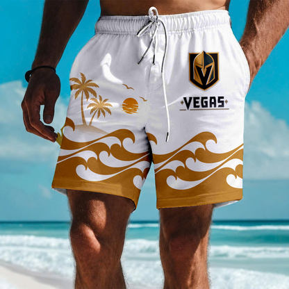 LIMITED EDITION - NEW CUSTOMIZED NHL04 VGK VEGAS GOLDEN KNIGHTS SHORT PANTS