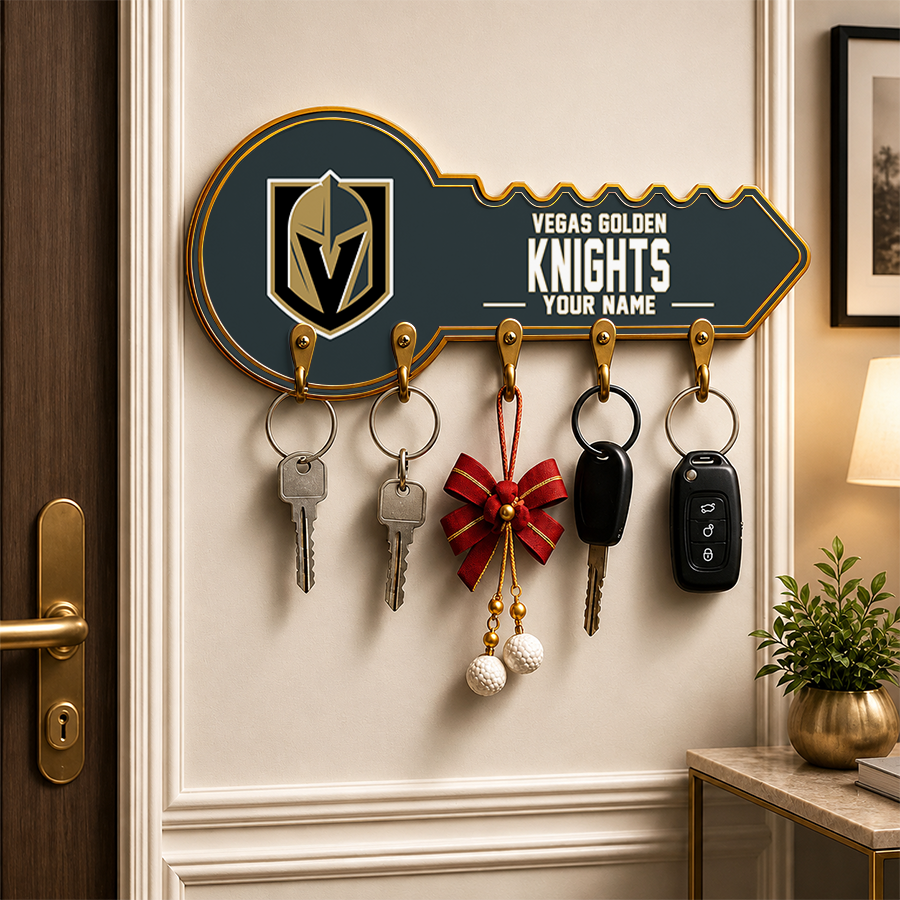 [SUPER SALE] NEW CUSTOMIZED NHL04 VGK VEGAS GOLDEN KNIGHTS WALL KEY HOLDER FOR HOME