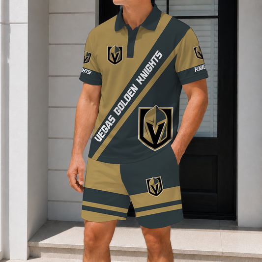 LIMITED EDITION - NEW CUSTOMIZED NHL04 VGK VEGAS GOLDEN KNIGHTS POLO & SHORT PANTS SET