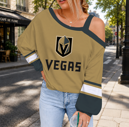 EXCLUSIVE EDITION - NEW CUSTOMIZED NHL04 VGK VEGAS GOLDEN KNIGHTS DROP SHOULDER SWEATSHIRT
