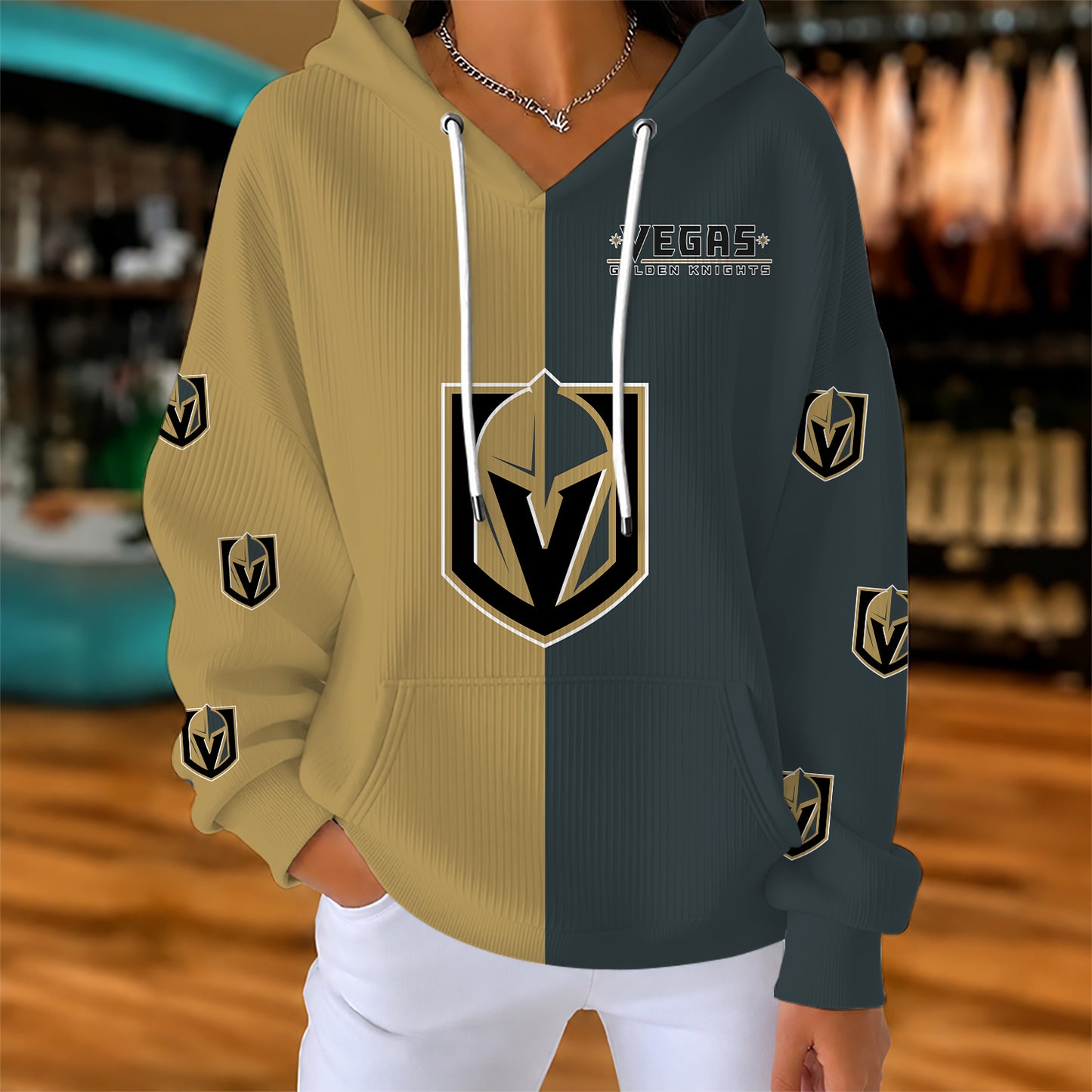 [SUPER SALE] NEW CUSTOMIZED NHL04 VGK VEGAS GOLDEN KNIGHTS RIBBED HOODIE & SWEATSHIRT